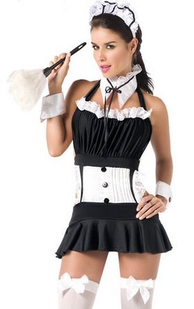 Sexy Backless Women Maid Costume